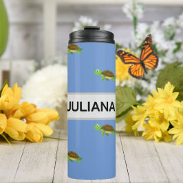 Termo Tumbler de tortuga blanca azul moderna