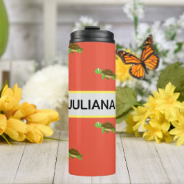 Termo Tumbler de tortuga blanca moderna naranja