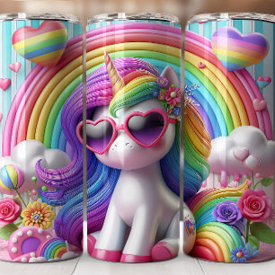 Termo Tumbler de unicornio en 3D   Unicornio colorido