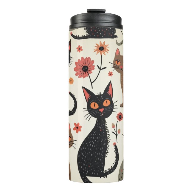 Termo Tumbler diario con diseño de gato adorable (Anverso)