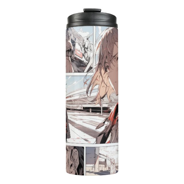 Termo Tumbler estilo tira de historietas de manga anime (Anverso)