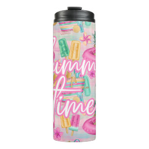 Termo Tumbler Flamingo de verano   Bebida rosa de playa