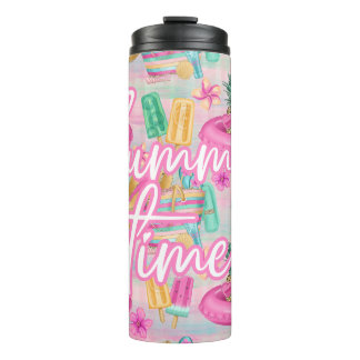 Termo Tumbler Flamingo de verano | Bebida rosa de playa