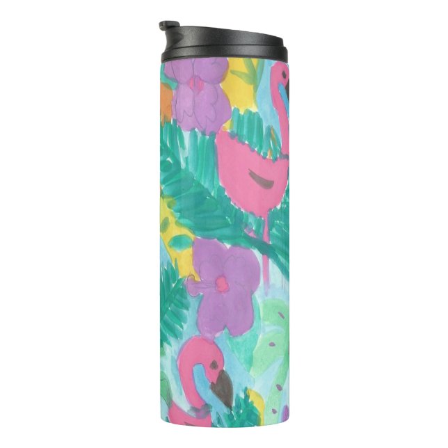 Termo Tumbler Flamingo Tropical (Rotado hacia la derecha)