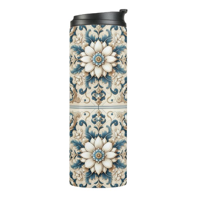 Termo Tumbler floral de alta decoración (Rotado hacia la izquierda)