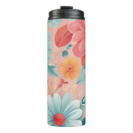 Termo Tumbler floral - Diseño elegante de flores aislada