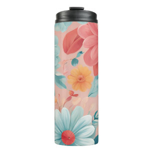 Termo Tumbler floral - Diseño elegante de flores aislada