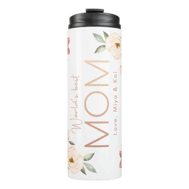 Termo Tumbler floral personalizado MOM (Anverso)