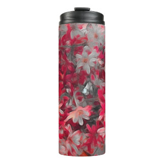 Termo Tumbler floral rojo de vacaciones