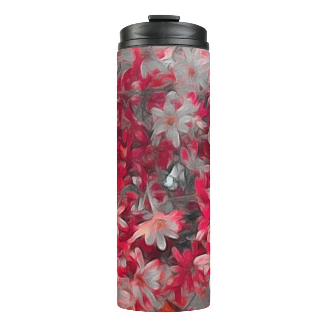 Termo Tumbler floral rojo de vacaciones (Anverso)