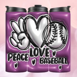 Termo Tumbler inflado 3D - Béisbol de amor por la paz