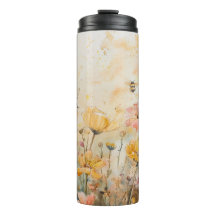 Tumbler Insulado De Flores De Abeja Que Se Enciend