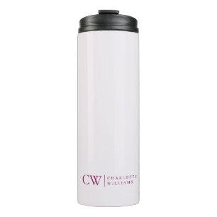 Termo Tumbler Monograma inicial rosado personalizado y n