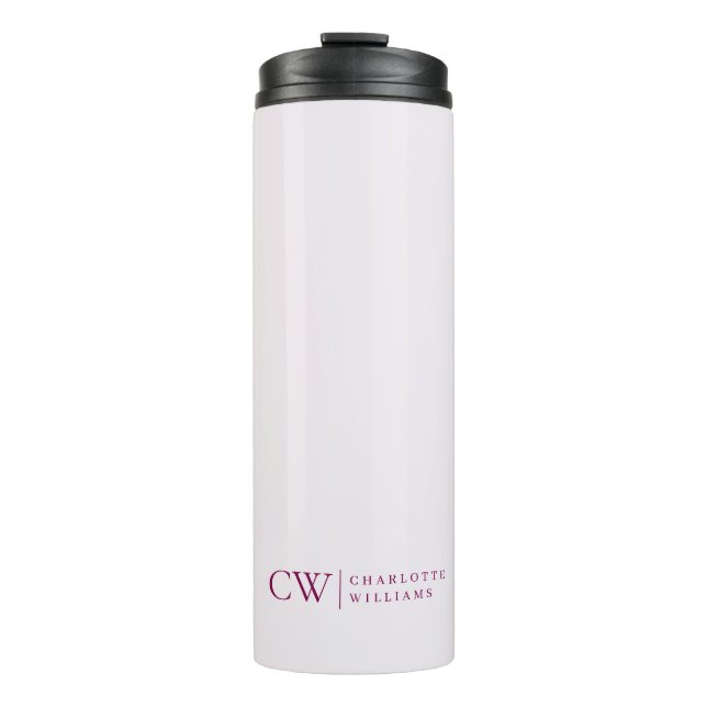 Termo Tumbler Monograma inicial rosado personalizado y n (Anverso)
