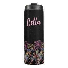 Termo Tumbler Personalizado de Flores Negras Noche Estre