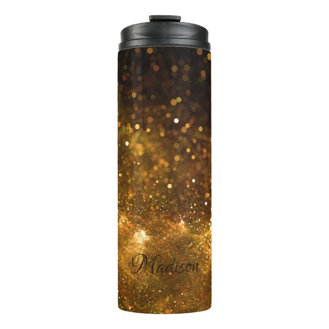 Termo Tumbler Purpurina de nombre personalizado (Anverso)