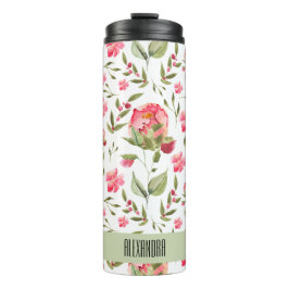Termo Tumbler termal acuático Peony Floral - Elegante