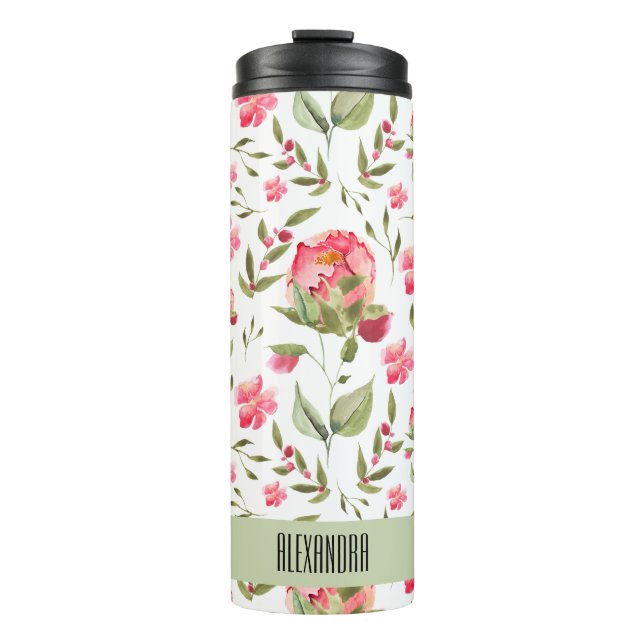 Termo Tumbler termal acuático Peony Floral - Elegante (Anverso)