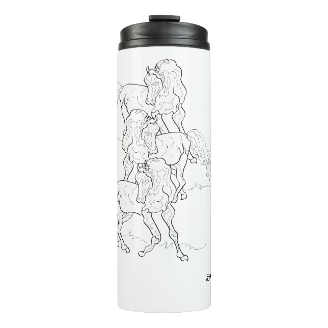 Termo Tumbler termal: Caballos árabes bailando (Anverso)