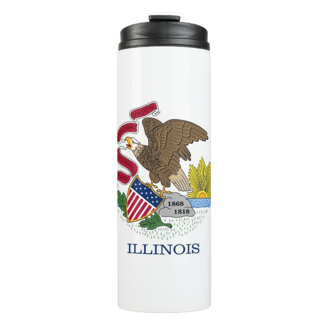 Termo Tumbler termal con bandera de Illinois, Estados Un (Anverso)