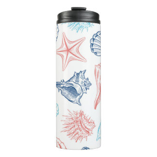Termo Tumbler termal costero con diseño de conchas marin