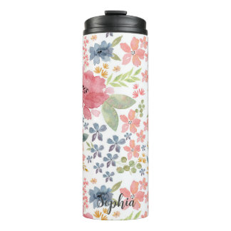 Termo Tumbler termal de acuarela floral pastel - Elegant