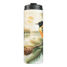 Tumbler termal de acuarela Oriole Songbird