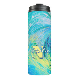 Termo Tumbler termal de arte acuático azul acuático