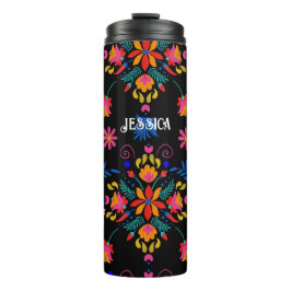 Termo Tumbler termal de arte folclórico floral mexicano