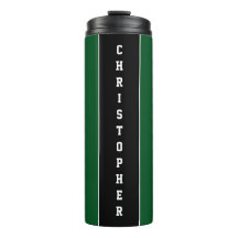 Tumbler termal de banda negra verde personalizado