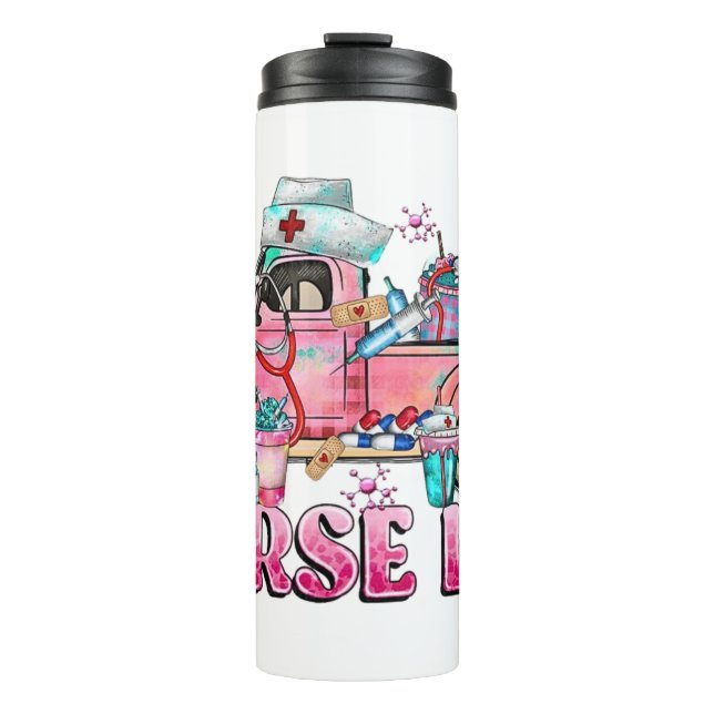 Termo Tumbler termal de Camión Rosa de Vida de Enfermerí (Anverso)