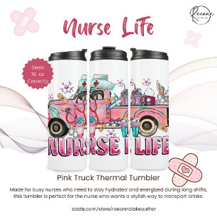 Termo Tumbler termal de Camión Rosa de Vida de Enfermerí