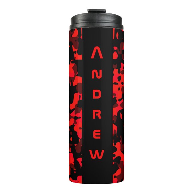 Termo Tumbler termal de camuflaje negro rojo personaliza (Anverso)