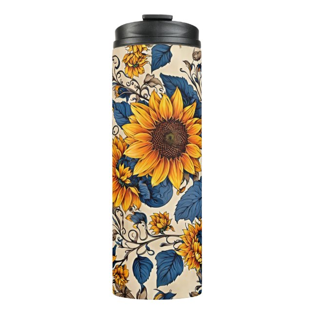 Termo Tumbler termal de flor de girasol - Sip en sol (Anverso)