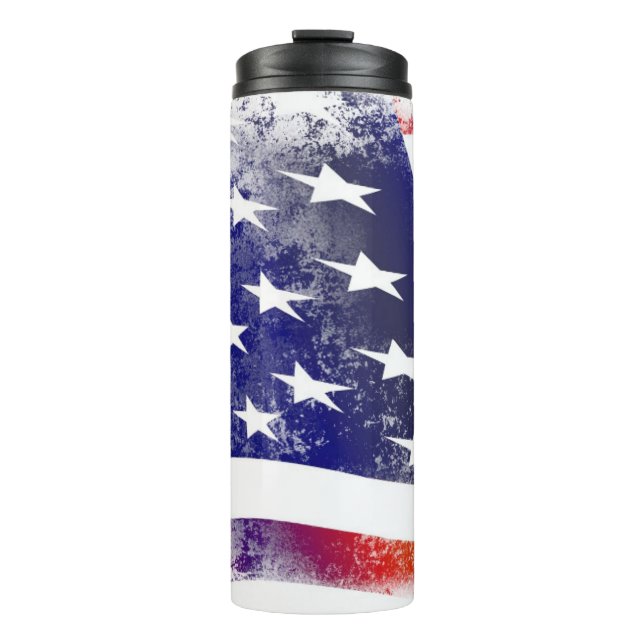 Termo Tumbler termal de la bandera norteamericana ondula (Anverso)