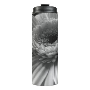 Termo Tumbler termal de margarita gris negro y blanco
