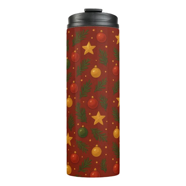 Termo Tumbler termal de Navidades rojos - Fiesta festiva (Anverso)
