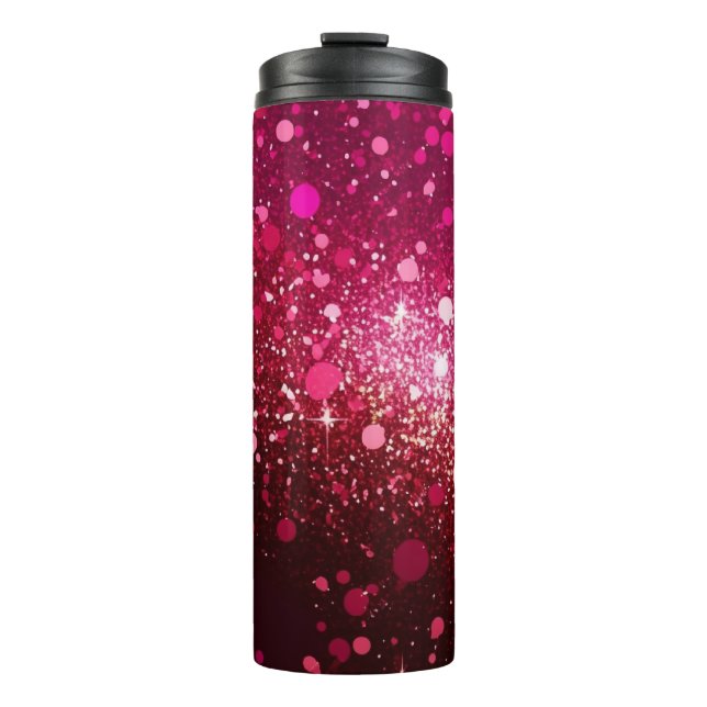 Termo Tumbler termal del Purpurina rosa rojo de Borgoña  (Anverso)