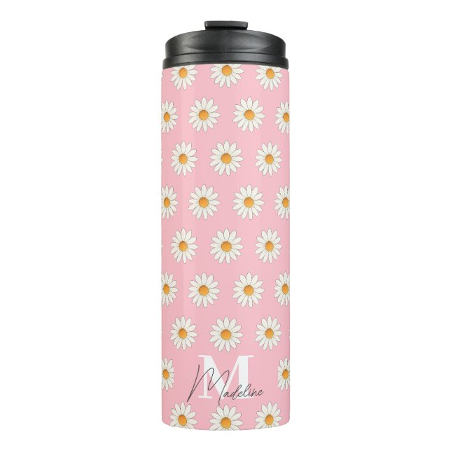 Termo Tumbler Termal Floral Daisy - Estético Insulado (Anverso)