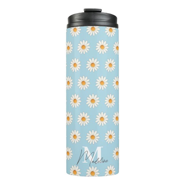 Termo Tumbler Termal Floral Daisy - Estético Insulado (Anverso)