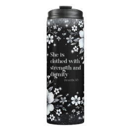 Termo Tumbler Termal Floral - Proverbios 31:25 Para Muje
