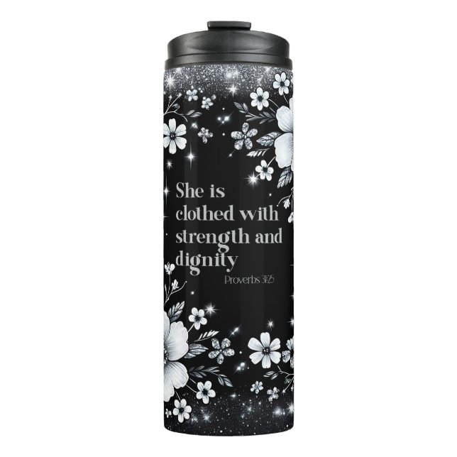 Termo Tumbler Termal Floral - Proverbios 31:25 Para Muje (Anverso)