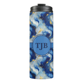 Termo Tumbler Termal Marbellino Azul Y Oro