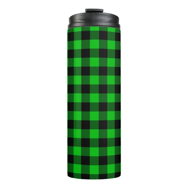 Termo Tumbler termal negro con control verde (Anverso)