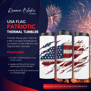 Termo Tumbler termal patriótico de bandera de los Estado