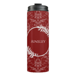 Termo Tumbler termal personalizado de Damask elegante ro