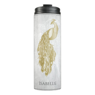 Termo Tumbler termal personalizado de pavo real con eleg