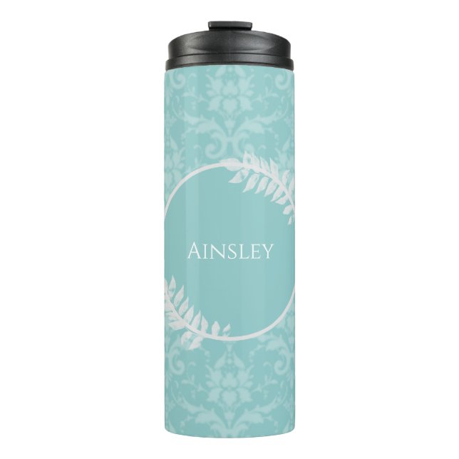 Termo Tumbler termal personalizado verde azulado elegant (Anverso)
