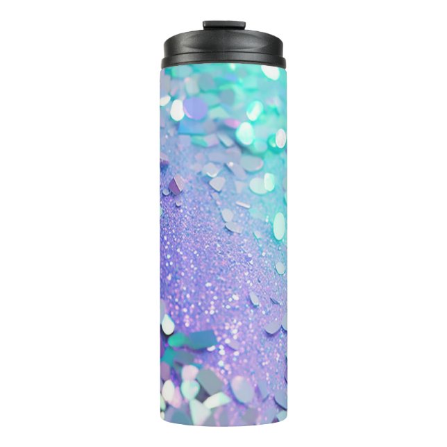 Termo Tumbler termal Purpurina de la pluma de lavanda az (Anverso)
