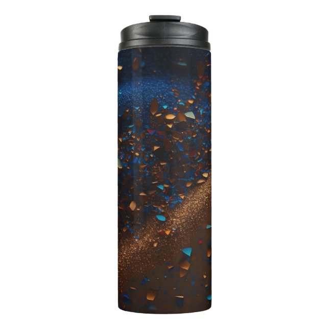 Termo Tumbler termal Purpurina marrón arenoso azul oscur (Anverso)